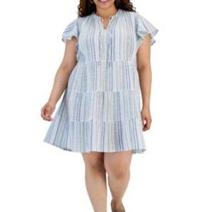 Style & Co Printed Cotton Tiered Shirt Dress Size M